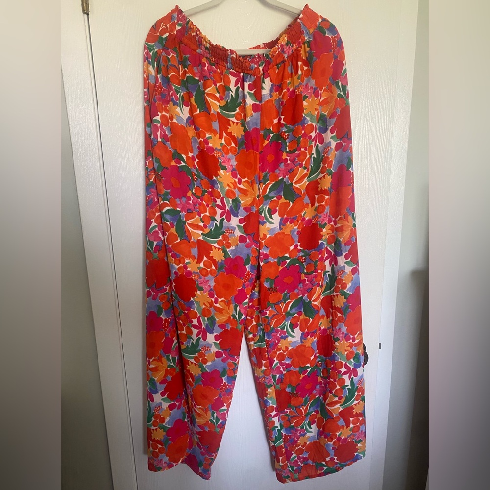 Pink Lily Floral Pants